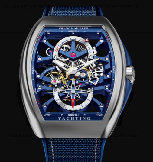 Buy Franck Muller Vanguard Yachting Anchor Skeleton Power Reserve Replica Watch for sale Cheap Price V 45 S6 PR SQT ANCRE YACHT (BL) OG